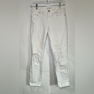 LOFT White Distressed Modern Skinny Cropped Jeans Size 24/00 Normcore Basics